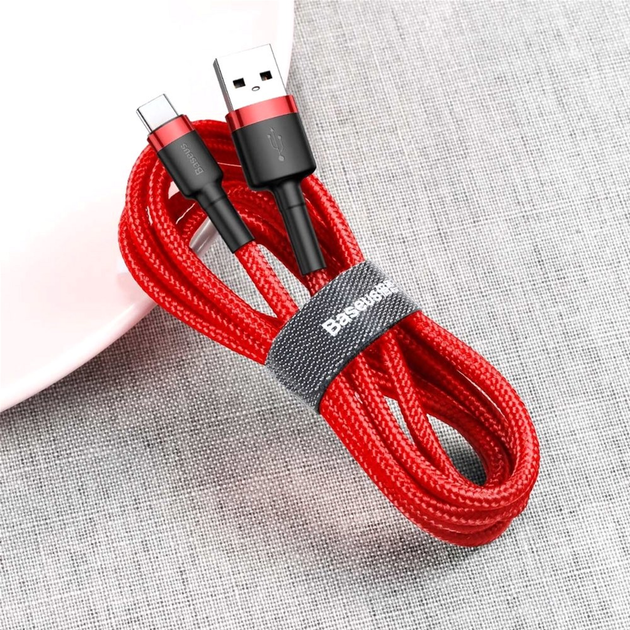 Кабель Baseus Cafule Cable USB For Type-C 2 А 3 м Red/Red (CATKLF-U09) - зображення 6