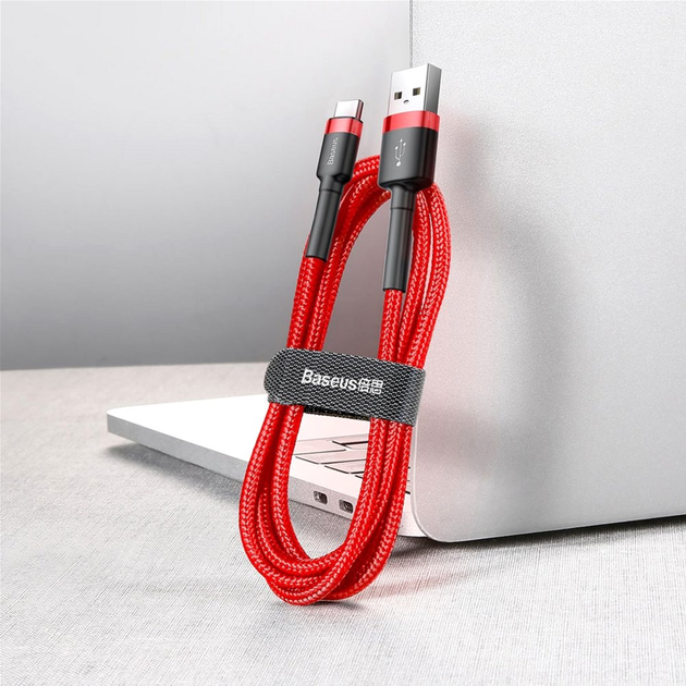 Кабель Baseus Cafule Cable USB For Type-C 2 А 3 м Red/Red (CATKLF-U09) - зображення 7