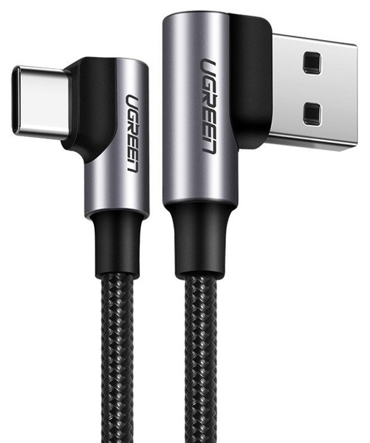 Кабель Ugreen US176 USB - Type-C Both Angled 3 А Data Cable 1 м Black (6957303828562) - зображення 1