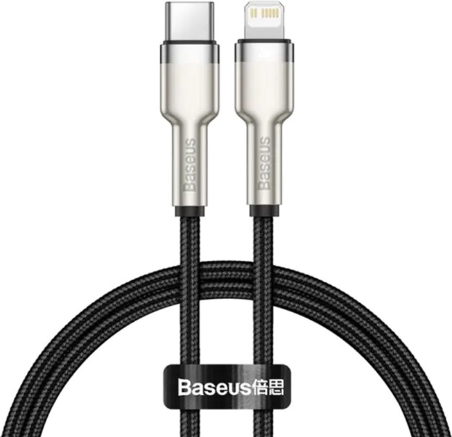 Kabel Baseus Cafule Series Metal Data Cable Type-C to iP PD 20 W 2 m Black (CATLJK-B01) - obraz 1