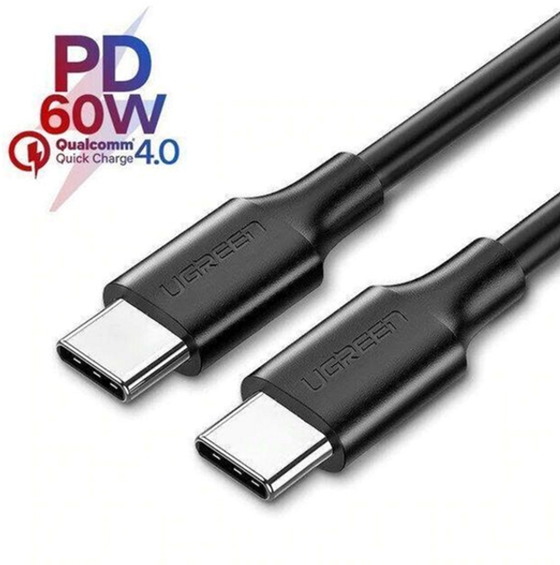 Kabel synchronizacyjny Ugreen US286 Type-C - Type-C 3 A Cable 1 m Black (6957303859979) - obraz 2