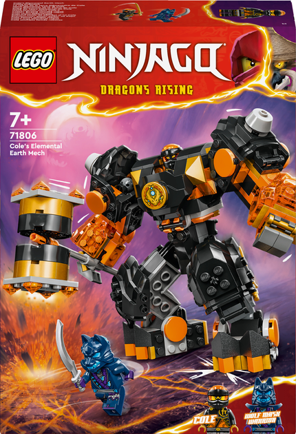 Zestaw klocków LEGO NINJAGO Mech żywiołu ziemi Cole’a 235 elementów (71806) - obraz 1