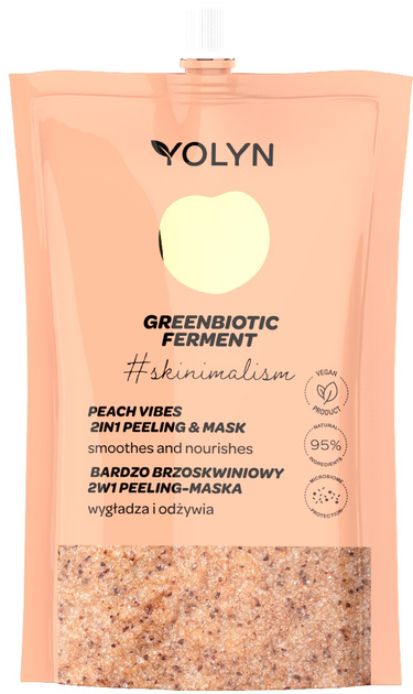 Peeling-maska do twarzy Yolyn Greenbiotic Ferment odżywczy Bardzo Brzoskwiniowy 50 ml (5901785008005) - obraz 1