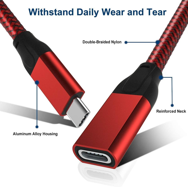 Кабель-удлинитель BASESAILOR Type-C to Type-C USB3.1 Gen2 10Gbps 100W ...