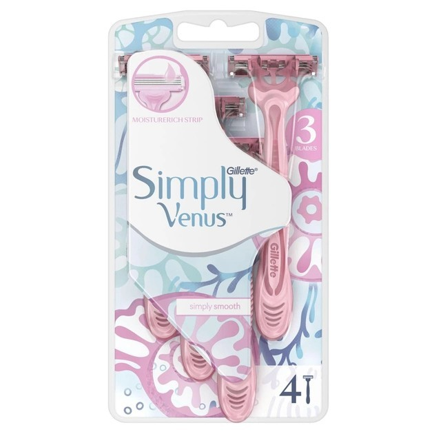 Одноразові станки для гоління Gillette Simply Venus 3 рожеві (4 шт.) - зображення 1
