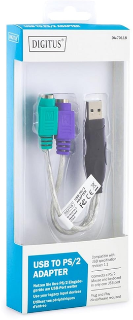 Adapter Digitus USB - 2 x PS/2 Transparent (4016032117933) - obraz 2