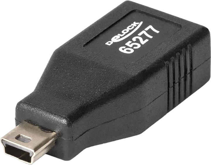 Adapter Delock USB Type-A - mini-USB M/F Black (4043619652778) - obraz 1