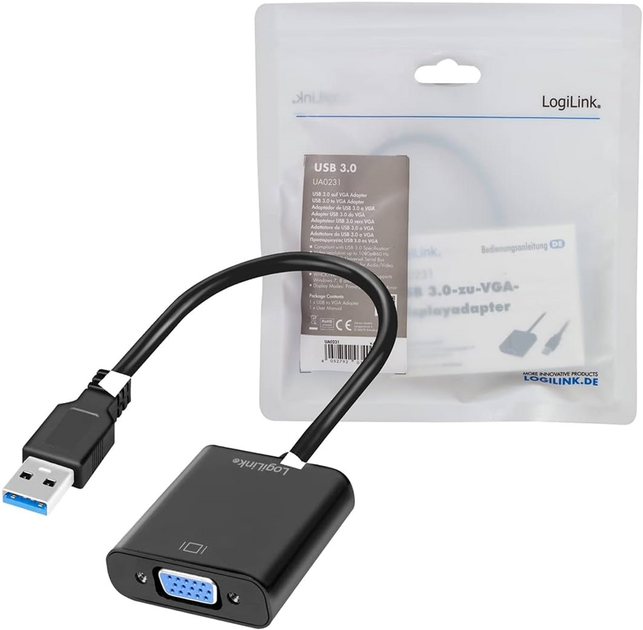 Адаптер LogiLink USB Type-A - VGA Black (4052792034011) - зображення 2
