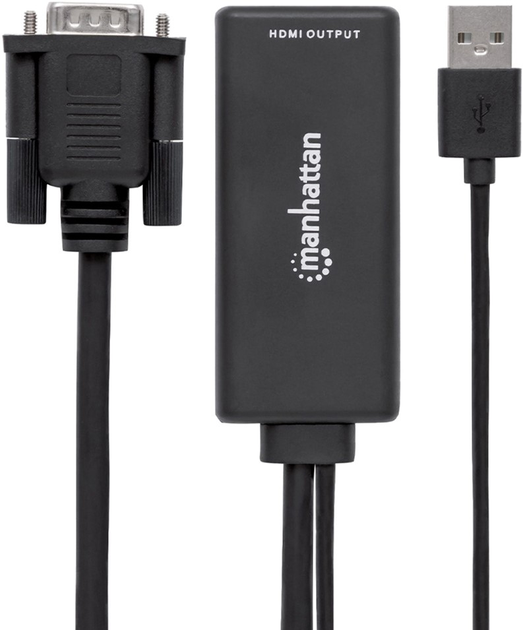 Adapter Manhattan VGA - USB Type-A - HDMI Black (766623152426) - obraz 1