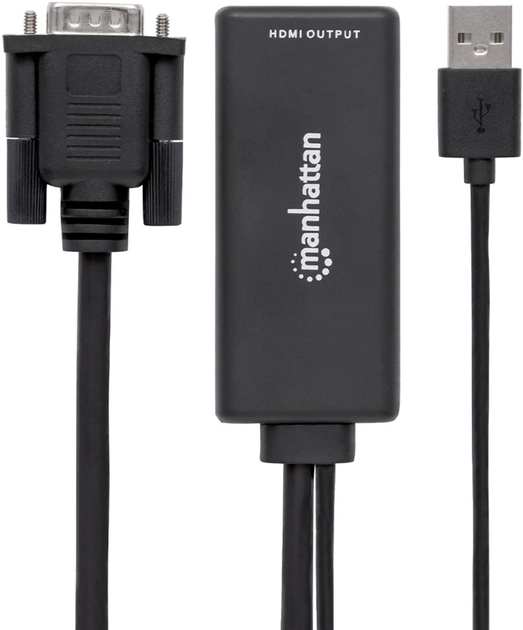 Адаптер Manhattan VGA - USB - HDMI Black (766623152426) - зображення 1