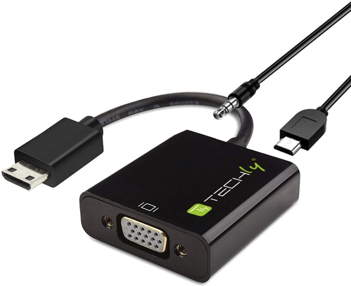 Адаптер Techly HDMI mini C - VGA + micro-USB + Audio Black (8057685302921) - зображення 1