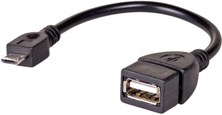 Kabel Akyga USB Type-A - micro-USB F/M 0.15 m Black (5901720130679) - obraz 1