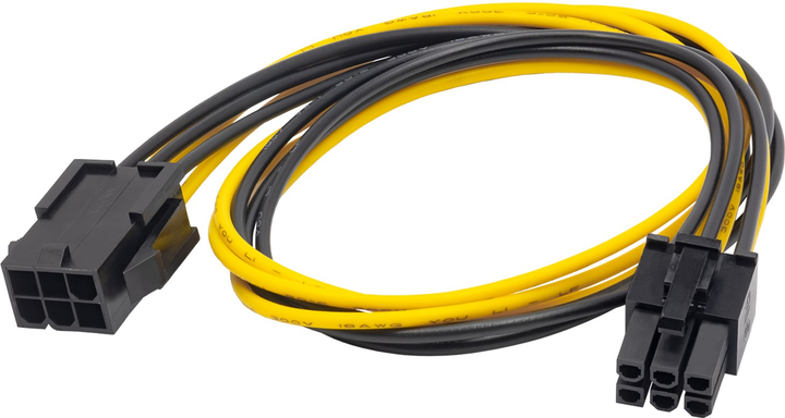 Kabel Akyga PCI Express 6 pin M/F 0.4 m Black/Yellow (5901720133380) - obraz 1