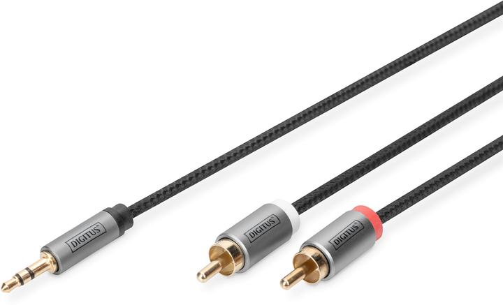 Kabel adapter Digitus mini Jack 3.5 mm - 2 x RCA M/M 1.8 m Black (4016032481348) - obraz 1