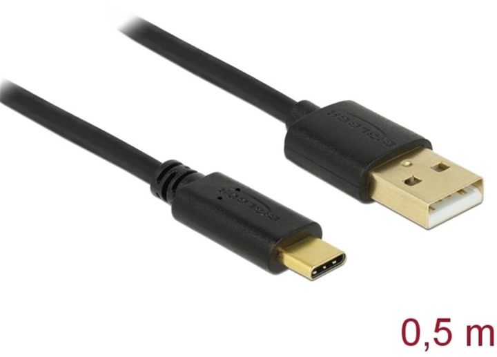 Kabel Delock USB Type-C - USB Type-A M/M 0.5 m Black (4043619833269) - obraz 1