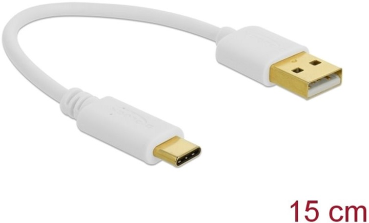 Кабель Delock USB Type-C - USB Type-A M/M 0.15 м White (4043619853557) - зображення 1