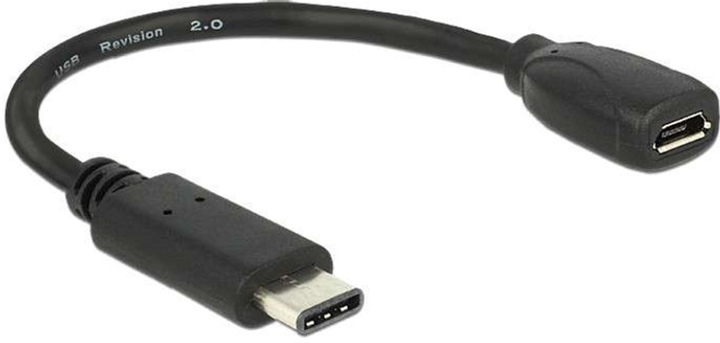 Кабель адаптер Delock USB Type-C - мicro USB M/F 0.15 м Black (4043619655786) - зображення 1