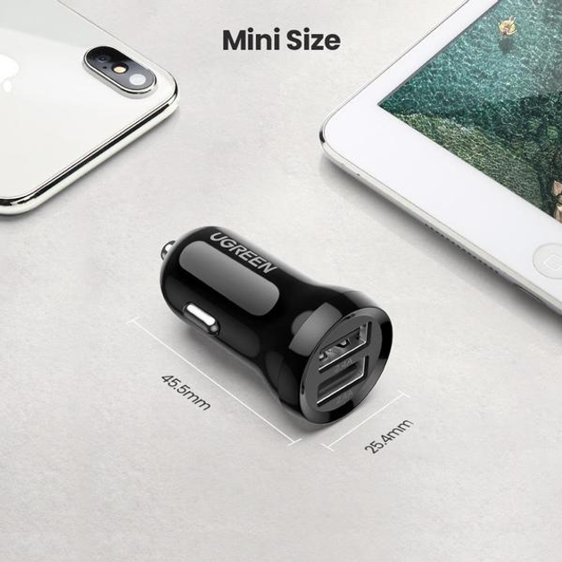 Автомобільний зарядний пристрій Ugreen ED018 24 Вт 2 x USB Car Charger Black (6957303858750) - зображення 7