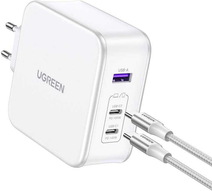 Ładowarka sieciowa Ugreen CD289 GaN Fast Charger 140W with Cable White (6941876213399) - obraz 1