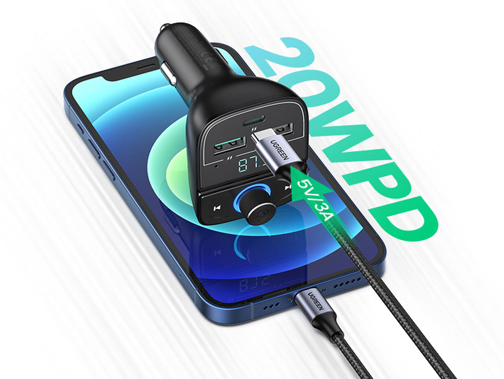 Transmiter FM Ugreen CD229 Bluetooth Car Charger (6957303889105) - obraz 3
