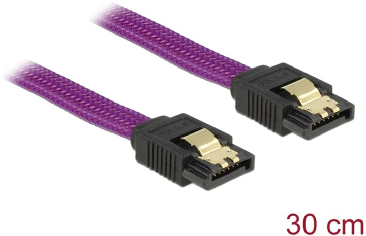 Кабель Delock SATA III M/M 0.3 м Purple (4043619836901) - зображення 1