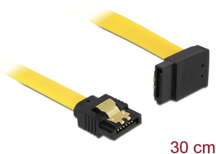 Kabel kątowy Delock SATA III M/M 0.3 m Yellow (4043619828043) - obraz 1