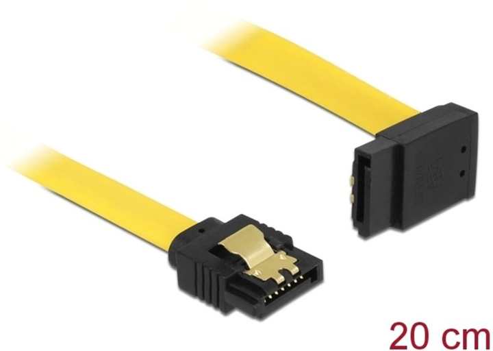 Kabel kątowy Delock SATA III M/M 0.2 m Yellow (4043619827992) - obraz 1