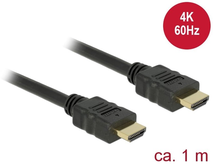 Kabel Delock HDMI A - HDMI A M/M 1 m Black (4043619847136) - obraz 1