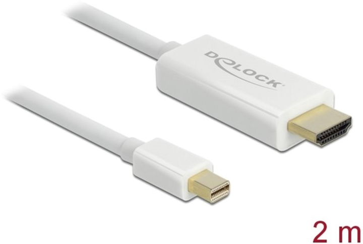 Kabel Delock mini DisplayPort - HDMI A M/M 2 m White (4043619837076) - obraz 1