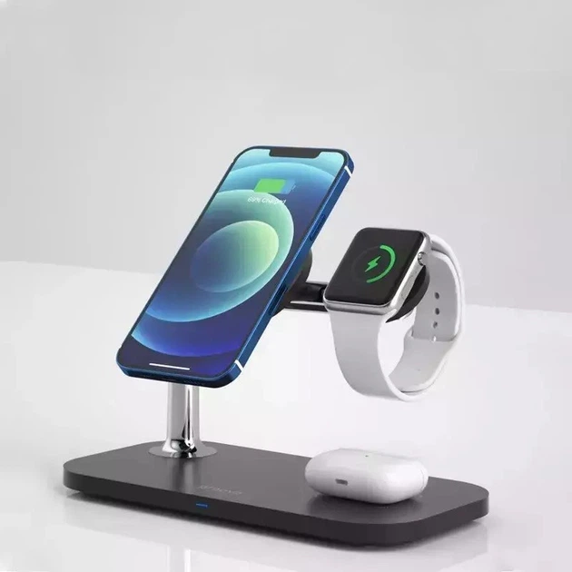 Подставка магнитный держатель с беспроводной зарядкой Proove Magnetic Field 3 в 1 MagSafe для Apple iPhone Black - изображение 4