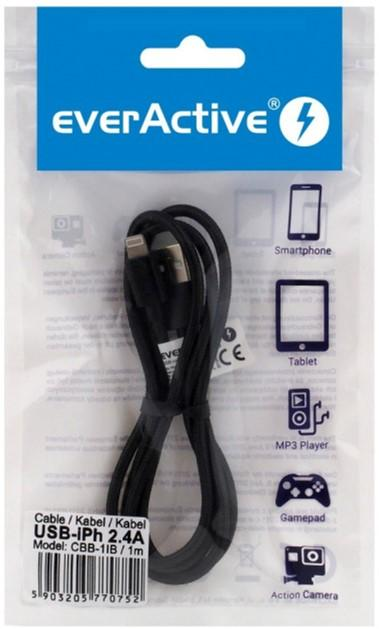 Kabel Everactive USB Type-A - Lightning M/M 1 m Black (5903205770752) - obraz 2