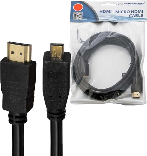 Kabel Esperanza micro HDMI - HDMI M/M 1.5 m Black (5901299947913) - obraz 2