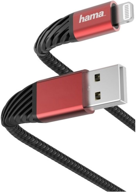 Kabel Hama USB Type-A - Lightning M/M 1.5 m Black/Red (4047443424907) - obraz 1