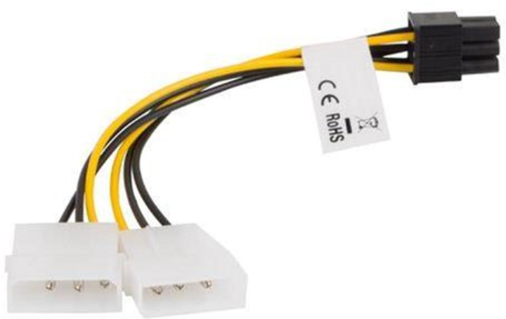 Кабель живлення Lanberg 2 x Molex - 6 pin BTX/PSU M/F 0.15 м Black/Yellow (5901969413083) - зображення 1