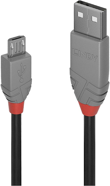 Kabel Lindy USB Type-A - micro-USB M/M 2 m Black (4002888367332) - obraz 1