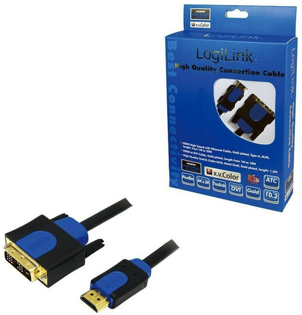 Кабель адаптер LogiLink HDMI - DVI M/M 5 м Black (4052792005622) - зображення 1