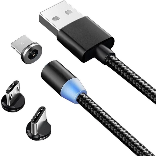 Kabel Msonic 3 w 1 micro-USB - USB Type-C - Lightning 1 m Black (4718308535655) - obraz 1