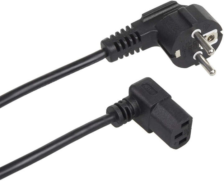 Kabel zasilający kątowy Maclean CEE7/7 - IEC-C13 3 m Black (5902211125006) - obraz 1