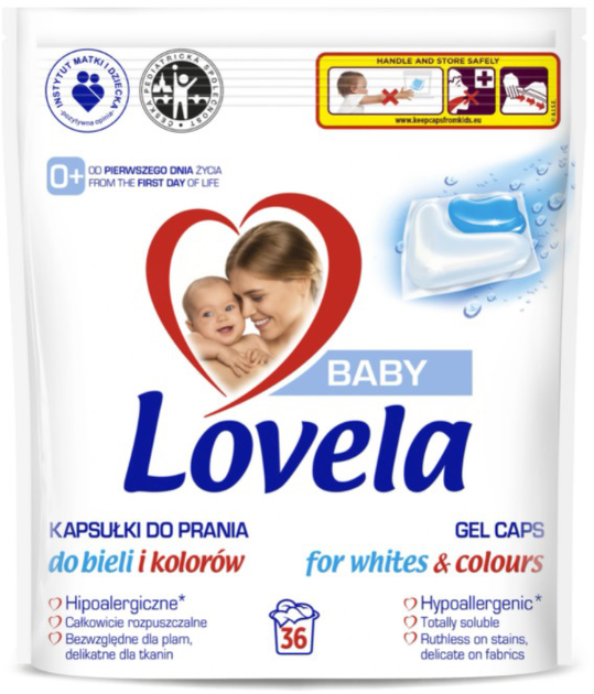 Капсули для прання Lovela Baby гіпоалергенні для білих і кольорових речей 36 шт (5908252004188) - зображення 1