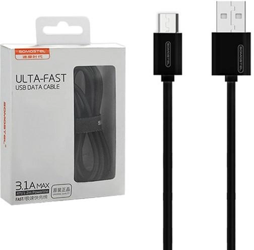 Kabel Somostel USB Type-A - micro-USB 3.1A 1.2 m Black (5902012968352) - obraz 2