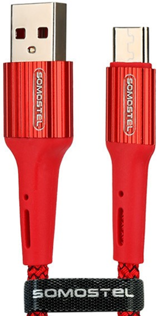 Kabel Somostel USB Type-A - micro-USB 3.6A 1 m Red (5902012966723) - obraz 1
