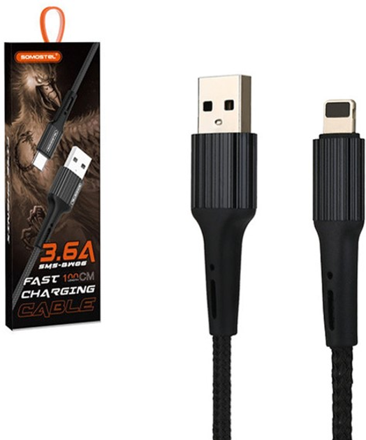 Kabel Somostel USB Type-A - Lightning 3.6A 1 m Black (5902012966761) - obraz 2