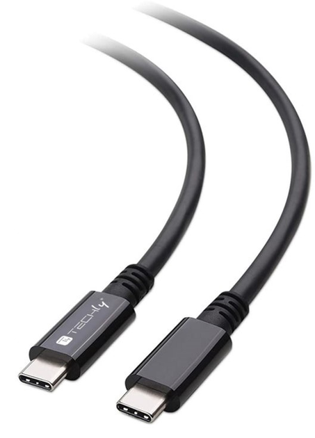 Kabel Techly USB Type-C 4.0 M/M 0.8 m Black (8059018362602) - obraz 1