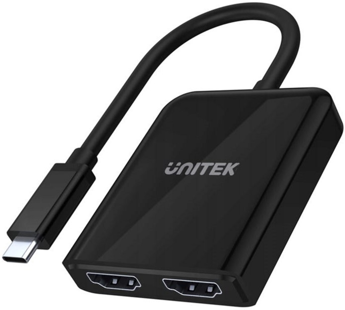 Кабель адаптер Unitek USB Type-C - 2 x HDMI 0.15 м Black (4894160043269) - зображення 1