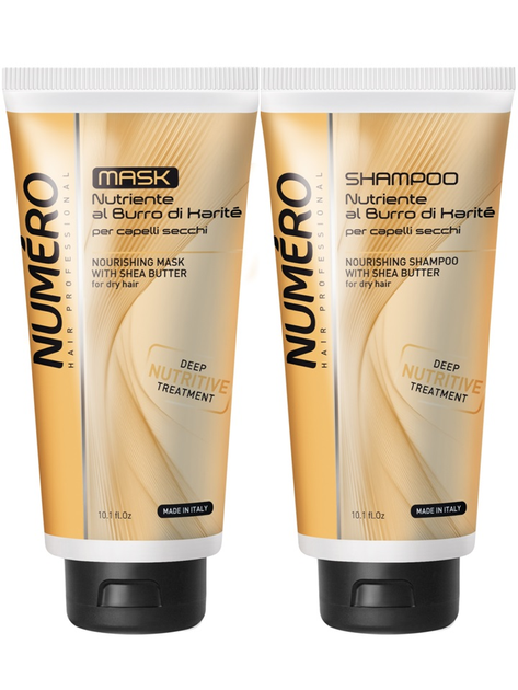 Zestaw do pielęgnacji włosów Numero z masłem Shea odżywiająca maska 300 ml + szampon 300 ml (5904063870509) - obraz 1