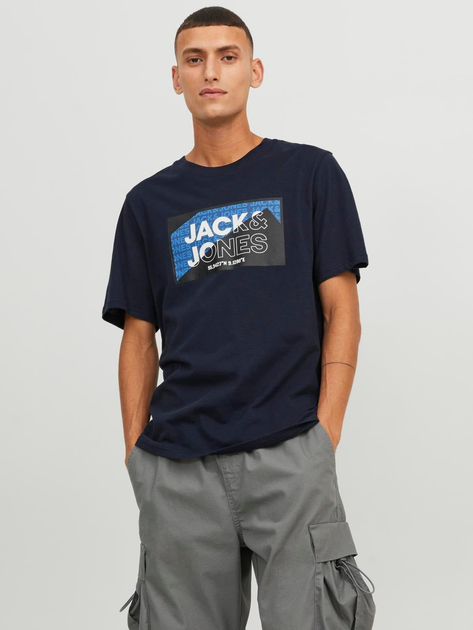 Футболка мужская Jack & Jones XAZ407866PNEQ L Темно-синяя ...