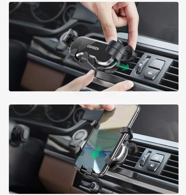 Samochodowy uchwyt do telefonu Ugreen LP228 Gravity Air Vent Car Holder With Clip Black (6957303888719) - obraz 5