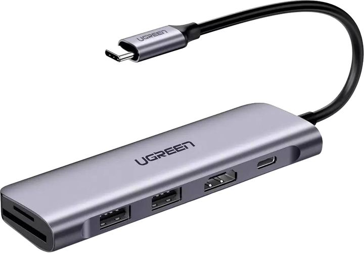 Stacja dokująca Ugreen CM195 USB 3.0 Type-C – HDMI SD TF USB 3.0 x 2 PD Gray (6957303874118) - obraz 1