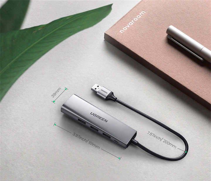 Stacja dokująca Ugreen CM266 USB A 3.0 - USB 3.0 x 3 RJ-45 Micro USB Gray (6957303868124) - obraz 7