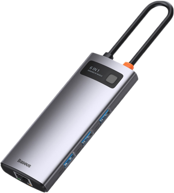 USB Hub Baseus CAHUB-CW0G Metal Gleam Series 6-in-1 Multifunctional Type-C Gray (CAHUB-CW0G) - obraz 4
